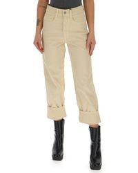 Barena High Waisted Cuffed Trousers - Natural