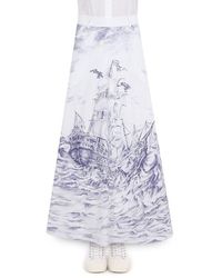 Moschino Longuette Skirt With Olivia Print in Blue | Lyst