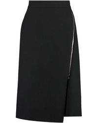 BOSS Leather Seamed A-line Skirt in Black | Lyst