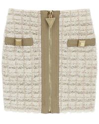 Balmain - High Waist Tweed Mini Skirt - Lyst