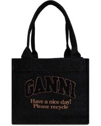 Ganni - Denim Shopper Bag - Lyst