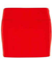 Ferragamo - Red Wool Mini Skirt - Lyst