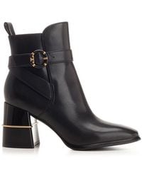 Tory Burch - Round-toe Logo-buckled Boots - Lyst