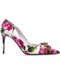 Dolce & Gabbana - Embellished Leather-Trimmed Pumps - Lyst