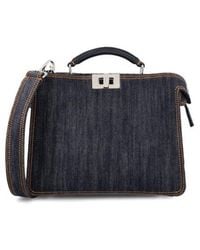 Fendi - Peekaboo Iseeu Mini Denim Tote Bag - Lyst