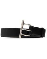 McQueen - T-Bar Buckled Logo Engraved Belt - Lyst