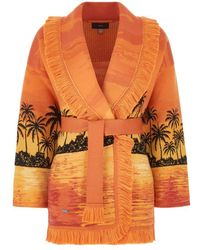 Alanui - Embroidered Wool Blend Kerala Sunset Cardigan - Lyst