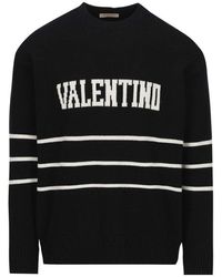 Valentino - Logo Intarsia Long-sleeved Jumper - Lyst