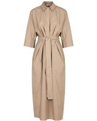 P.A.R.O.S.H. - Classic Button-Down Midi Dress With Belted Waist - Lyst