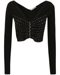 Rabanne - Embellished Cropped Long-sleeve Top - Lyst