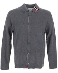 Thom Browne - Stripe-trim Buttoned Knitted Cardigan - Lyst