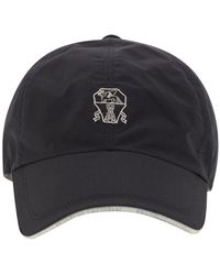 Brunello Cucinelli - Water-repellent Microfibre Baseball Cap With Contrasting Details And Embroidered Logo - Lyst