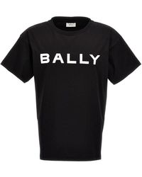 Bally - Flocked Logo T-shirt Black - Lyst