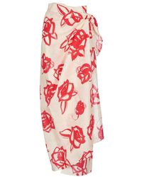MSGM - Rose Print Skirt - Lyst