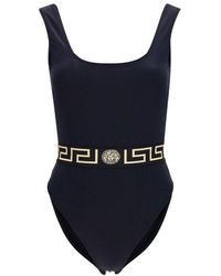 Versace Greca Border Low Back Swimsuit - Black