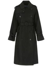 Prada - Double-breasted Belted Long Sleeved Coat - Lyst