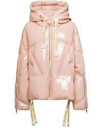 Khrisjoy - Oversized Light Pink Down Jacket With All-over Tonal Paillettes - Lyst