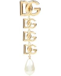 Dolce & Gabbana - Single Earring In Brass With Logo - Lyst