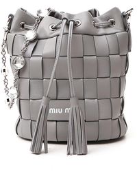 Miu Miu Crystal Strap Bucket Bag - Grey