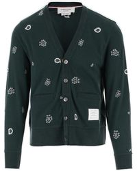 Thom Browne - Cotton Cardigan With Embroidery - Lyst