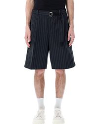 Sacai - Pinstriped Belted Bermuda Shorts - Lyst