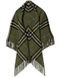 Burberry - Check Wool Cape - Lyst