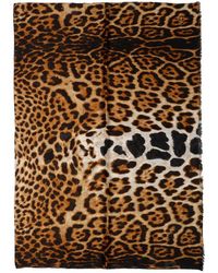 Saint Laurent - Leopard Printed Scarf - Lyst