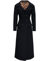Dolce & Gabbana Double-breasted Black Wool Long Coat