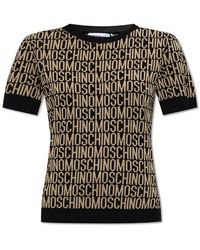 Moschino - Logo Jacquard Crewneck Knitted Top - Lyst