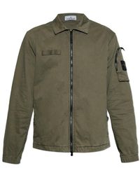 Stone Island - Logo-Patch Zipped Jacket - Lyst