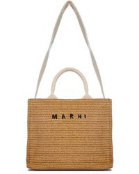 Marni Logo Embroidered Small Basket Bag - Brown