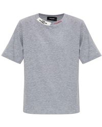 DSquared² - Viscose Blend Logo Neckline T-Shirt - Lyst