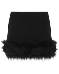 Saint Laurent Faux Fur Details Skirt - Black