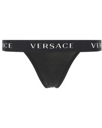 Versace - Logo Waistband Thong - Lyst