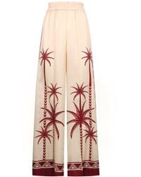 La DoubleJ - Palm Tree-print Wide Leg Trousers - Lyst