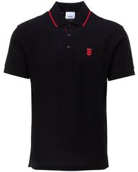 Burberry Icon Stripe Placket Piqué Polo Shirt - Black