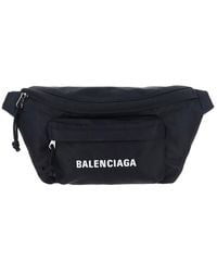 Balenciaga Logo Printed Wheel Belt Bag - Black