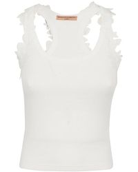 Ermanno Scervino - Floral-appliqué Sleeveless Ribbed Tank Top - Lyst