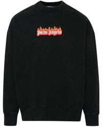 Palm Angels - Distressed Burning Logo-print Sweatshirt - Lyst