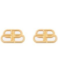 Balenciaga Bb Stud Earrings - Metallic
