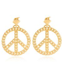 Moschino - Clip-on Earrings With The Peace Sign, - Lyst