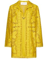 Valentino - Logo Plaque V-neck Long-sleeved Dress - Lyst