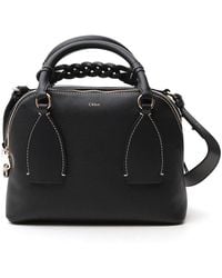 Chloé Medium Leather Daria Top-handle Bag - Blue