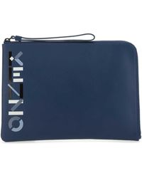 KENZO Navy Blue Leather Large Clutch