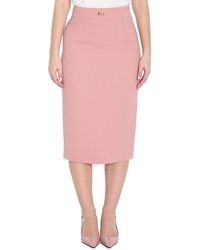 Dolce & Gabbana - Calf-Length Wool Pencil Skirt With Dg Logo - Lyst