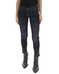R13 - Distressed Cropped Skinny Jeans - Lyst