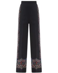 Etro - Floral Printed High Waist Palazzo Trousers - Lyst