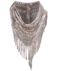 Paco Rabanne Pixel Fringed Scarf Necklace - White