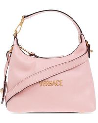 Versace - Logo Plaque Zipped Shoulder Bag - Lyst