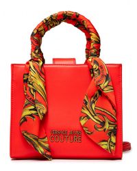 Versace Jeans Couture Logo Plaque Baroque Printed Tote Bag - Red